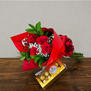 Kit Cartagena - Rosas IMPORTADAS + Ferrero Rocher 100g