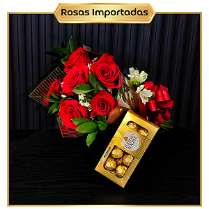 Kit Cartagena - Rosas IMPORTADAS + Ferrero Rocher 100g