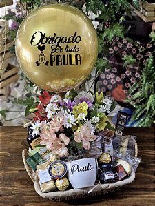 Cesta de Café da Manhã Paglia Belle - Com Bubble Personalizado