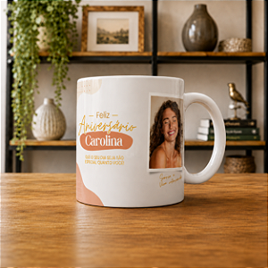Caneca de Porcelana 310ml - Personalização do Nome + Foto