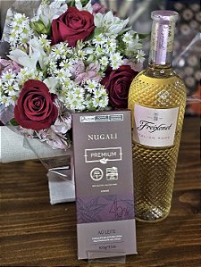 Kit Sweet Rosé - Buquê Mix + Vinho Rosé Freixenet + Chocolate Premiado Nugali 100g