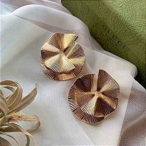 Brinco Leque Duplo Dourado