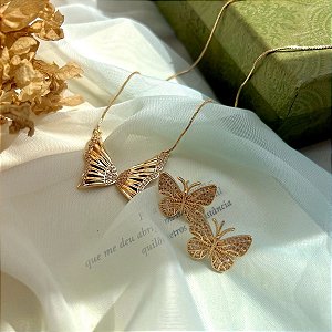 Conjunto Colar + Brinco Borboleta