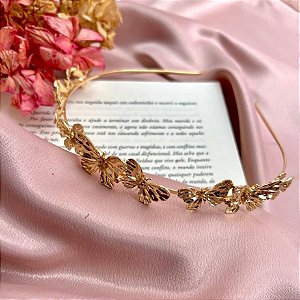 Tiara Borboletas Dourada