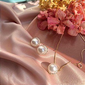 Conjunto Colar + Brinco Pérolas