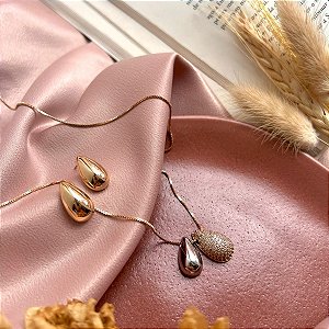 Conjunto Colar + Brinco Gota Duo