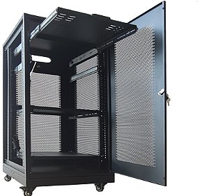 Rack Servidor Especial Completo 20U X 570mm SOHO Piso, Rodízio, Bandejas, Acessórios e Porta/Fechamentos Perfurados