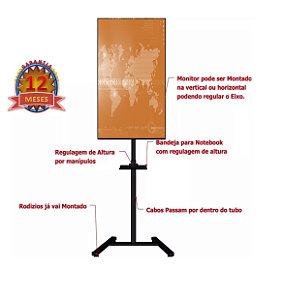 Suporte Monitor Pedestal Com Bandeja Para Telas de 14 A 70 Polegadas - PED-01