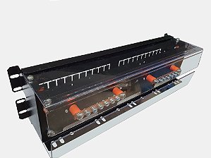 Painel de Disjuntores 3U PDU Rack, Protetor Acrílico, Recuo Frontal, Trilho Din, Até 20 Janelas Destacáveis Com Barramentos