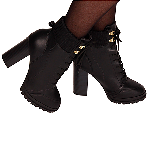 Bota Coturno Salto Alto Tratorado Feminino Vizzano 3089102