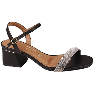 Sandália Casual Feminina Salto Bloco Strass Vizzano 6428139