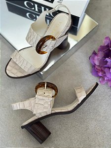 Sandália Marcela Croco Off White