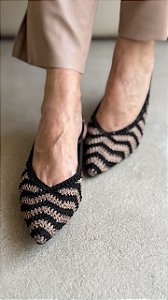 Sapatilha Jessy Preto e Cru