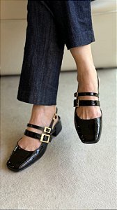 Scarpin slingback Blanche verniz Preto