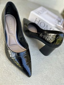 Scarpin Anne croco Preto
