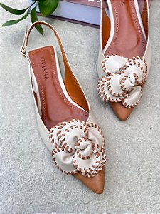 Sapatilha Cindy off white/ ocre
