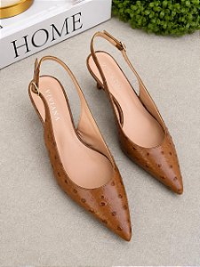 Scarpin Lili avestruz Caramelo