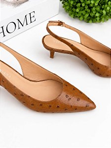 Scarpin Lili avestruz Caramelo