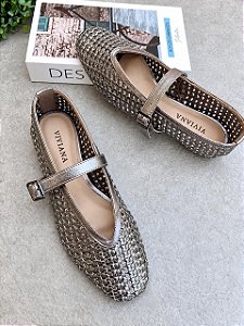 Sapatilha Lexie rafia Pewter