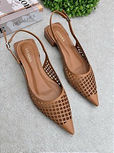 Scarpin slingback Fiori Capuccino