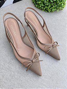 Scarpin Suzana tela Bege