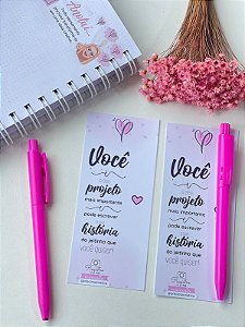 10 unid. Card com caneta rosa simples