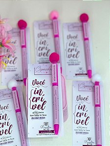 10 unid. Card com caneta fofa e pompom