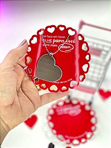 20 unidades - Chaveiro coração + card recorte especial