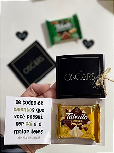 10 unidades - Card oscar + chocolate talento