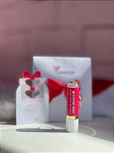10 unidades - Manteiga de cacau com chaveiro e bolsinha personalizada