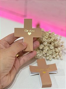 25 unidades - Card cruz com efeito dourado SEM CHOCOLATE