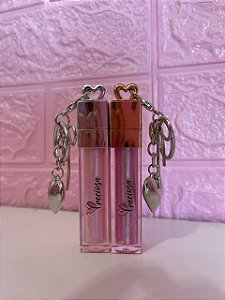 Gloss Labial Personalizado Ponteira Coração + Chaveiro Coração