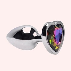 Plug Anal P Metal Cromado Coração Furta Cor