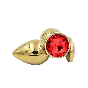 Plug Anal P Dourado Pedra Vermelha
