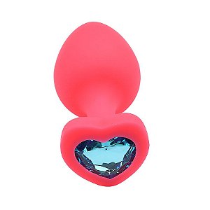 Plug Anal G Silicone Pink Coração Azul