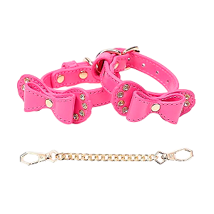 Fetich Explore Bondage Algema Rosa Corrente Metal Luxo