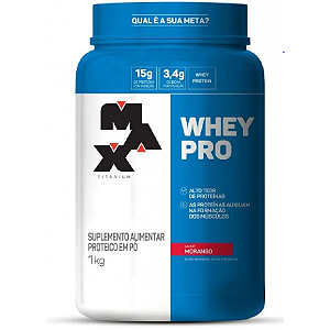 Whey Pro Morango 1kg Max Titanium