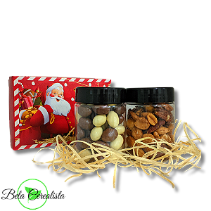 Caixa Dupla de Natal - Mix Castanhas Agridoce & Amendoa Chocolate Branco e Preto