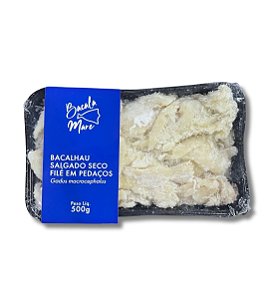Bacalhau Salgado Seco em Pedaços 500g Bacala Mare