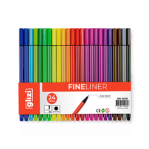 Caneta Fineliner Glizi 0.4mm – 24 Cores Corpo Colorido