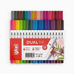 Caneta Dual Tip Glizi – 36 Cores para Bullet Journal e Arte