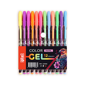 Caneta Color Gel Glizi – Kit 12 Cores Pastel