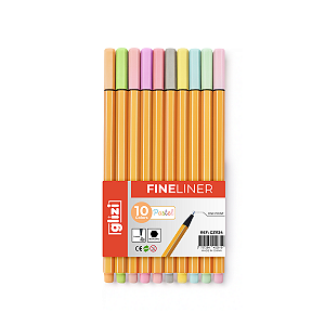 Caneta Fineliner Glizi 0.4mm – Kit 10 Cores Pastel