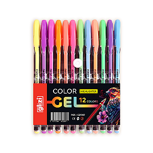 Caneta Gel Glizi Color Gel 12 Cores – Neon Highlighter | Criativa e Artística