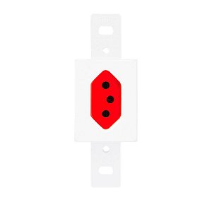 Miolo Módulo De Tomada Simples 20a Fundo Vermelho Fame Blanc