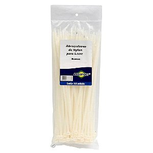 Pacote 100 Abraçadeira Em Nylon 250x3,6mm Branca Brasfort