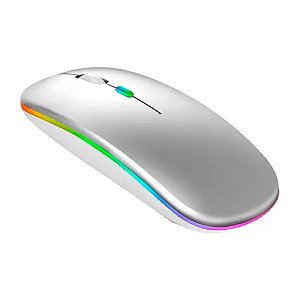 Mouse Recarregável Para Pc Notebook Sem Fio Usb Led Rgb Leve