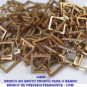 BRINCO NO BRUTO PRONTO PARA O BANHO BRINCO DE PRESSDÃO(TRANQUETA) - COM  UMA FILEIRA DE ZIRCONIA - TAMANHO 14MM PESO TOTAL 2.3GR - BRU6210