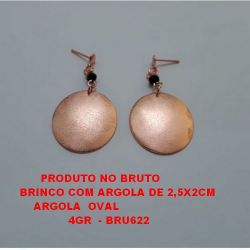 BRINCO NO BRUTO PRONTO PARA O BANHO OVAL 2,5X2CM PESO TOTAL 4GR COM PEDRINH NEGRA DE CRISTAL BRU622