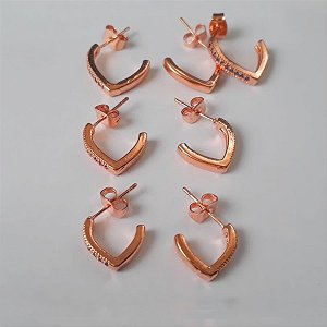 BRINCO NO BRUTO PRONTO PARA O BANHO -(TRO DE BRINCO COM TREIS PAR)TAMANHOS 14/18/10MM) COM UMA FILEIRA DE ZIRCONIA AZUL - PESO TOTAL7.8GR -  - BRU2775
